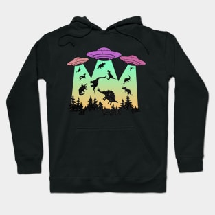 ufo abduction of the dinosaurs Hoodie